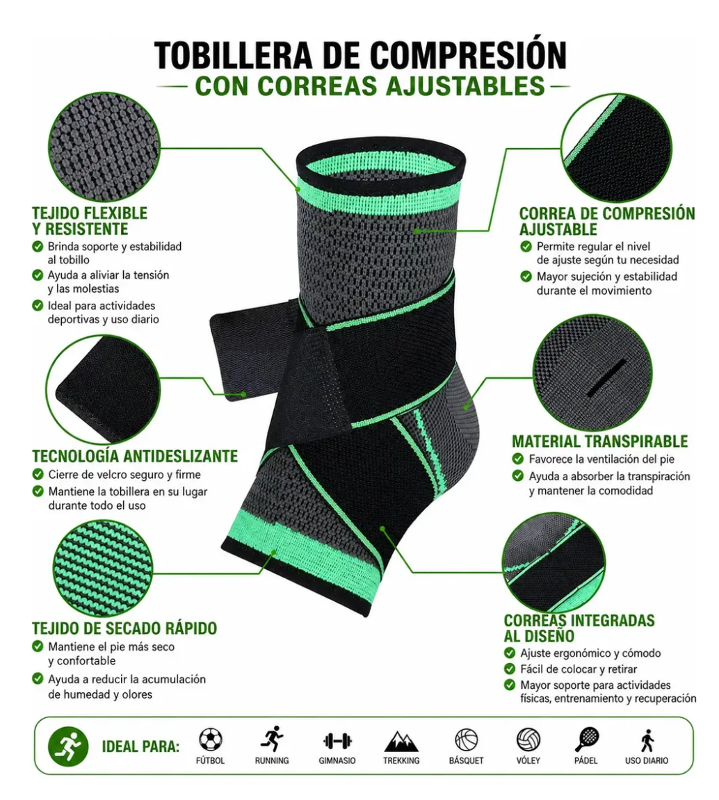 Tobillera FOOTUP  Ajustable Compresion Soporte Esguince Lesiones